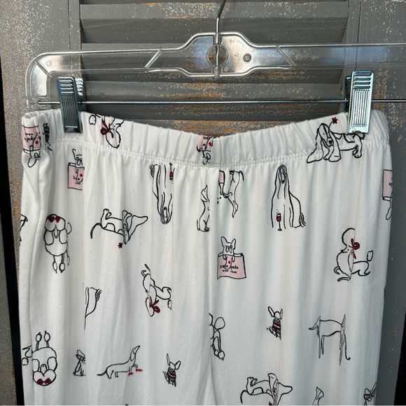 Kate Spade Long Sleeve PJ Set Dog Print Cream Sz M NWT - Picture 14 of 16